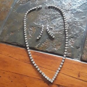 Vintage costume rhinestone necklace & earring…